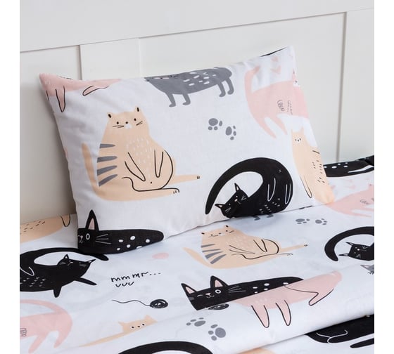 Комплект постельного белья Этель 1.5 сп Cat party, 143x215 см, 150x214 см, 50x70 см -1 шт,100% хлопок, бязь 7115436