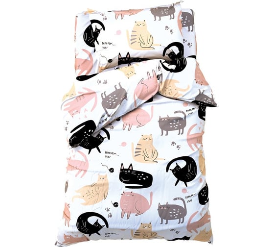 Комплект постельного белья Этель 1.5 сп Cat party, 143x215 см, 150x214 см, 50x70 см -1 шт,100% хлопок, бязь 7115436 1