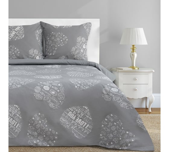 Комплект постельного белья Этель 1.5 сп Te amo (вид 1) 143x215 см,150x214 см, 70x70 - 2 шт, бязь 3988380