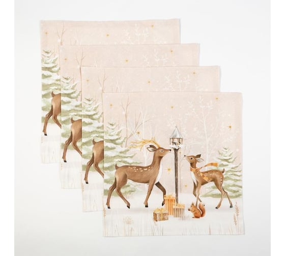 Набор столовый Этель "Christmas forest" скатерть 150x220 +/-3см с ГМВО, салф.40x40см - 12шт, 5072933