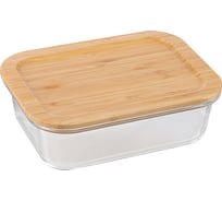 Контейнер Leonord BAMBU, объем: 1000 мл, из жаропрочного стекла с крышкой из бамбука, прямоугольный 108126