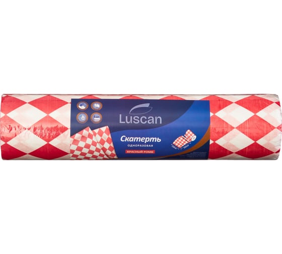 Скатерть одноразовая Luscan 120x200 см, 6 шт/рулон, красный ромб 2008413