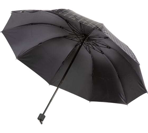 Зонт складной Комус механика, 10 спиц, черный в клетку, HD-HW10BH/T 1727983