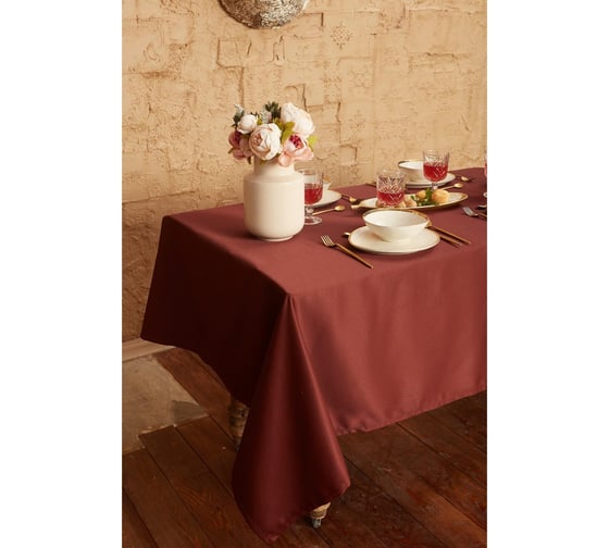 Скатерть Этель Cozy 150*220 +/-3см, цв.шоколад, пл. 192 г/м2, хл с ВГМО 6974169