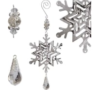 Металлическая подвеска Волшебная страна Новогодняя снежинка 105х12 см серебро 100959