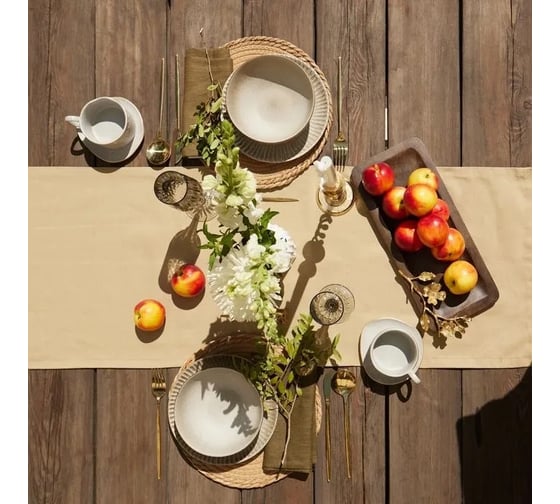 Дорожка на стол Этель Kitchen 40x146 см, цвет бежевый, 100% хлопок, саржа 250 г/м2 10472169