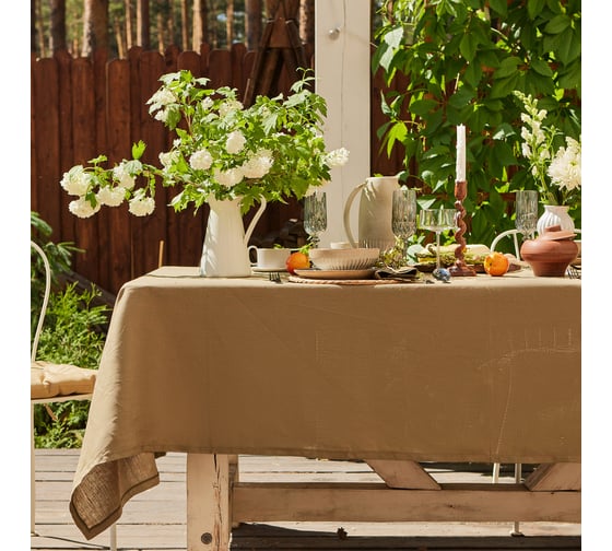 Скатерть Этель Linen collection khaki 145x250см, 100%лён 210 г/м2 10610043