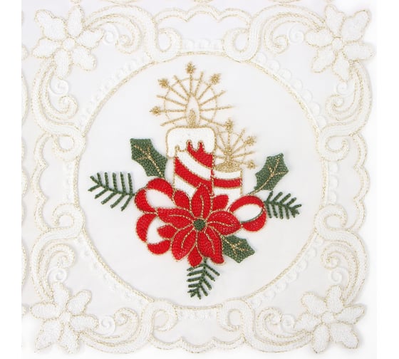 Скатерть Этель "Новогодняя" с вышивкой 85*85 ±5 см, 100% п/э 10150827 1