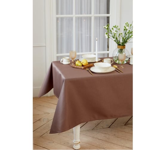 Скатерть Этель Elegance 150*220 +/-3см, цв.кофейный, пл. 192 г/м2, хл с ВГМО 6974184