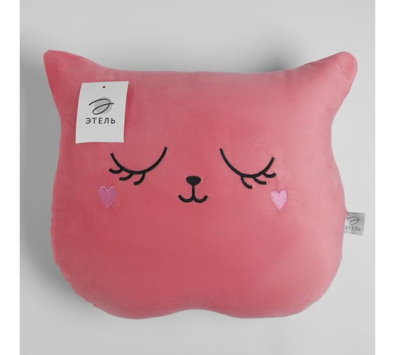 Подушка Этель Кошка розовая 48x38 см, велюр, 100% п/э 9243135