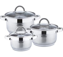 Набор посуды Bella Cucina 6 предметов, 2,1 л, 2,9 л, 3,9 л, нержавеющая сталь BC-2029 2029-BC