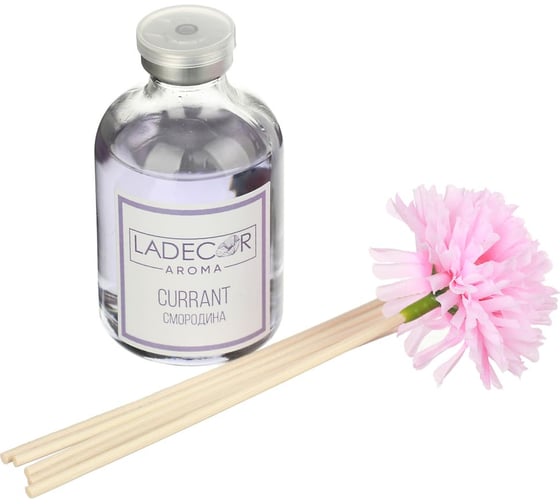 Аромадиффузор Ladecor с палочками и декором, 50 мл, ароматы розы-пачули/бергамот/смородины/анти-табак 412-012