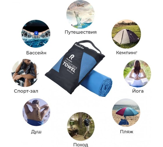 Спортивное охлаждающее полотенце RoadLike Travel 50х100, синее 293686