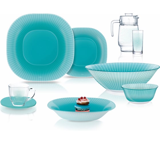 Набор столовый LUMINARC CARINA POP ART TURQUOISE 44 предмета V2712