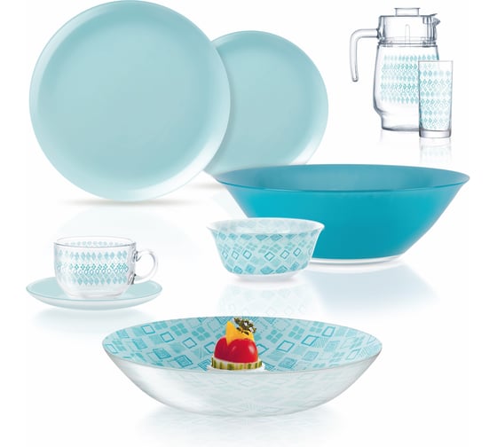 Набор столовый LUMINARC SIMPLY FANTASIA TURQUOISE 44 предмета V2713