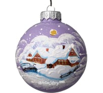Елочный новогодний шар КОЛОМЕЕВ Зимние домики, диаметр 8 см, из стекла в подарочной упаковке УТ-00002915