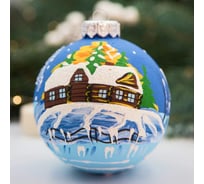 Елочный новогодний шар КОЛОМЕЕВ Малиновый закат, диаметр 8 см, из стекла в подарочной упаковке УТ-00002921