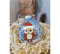 Елочный новогодний шар КОЛОМЕЕВ Совенок с карамелькой, диаметр 8 см, из стекла в подарочной упаковке УТ-00002931