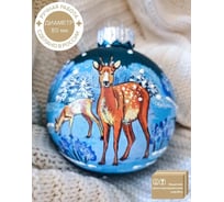 Елочный новогодний шар КОЛОМЕЕВ Лесной Олень, 80 мм, из стекла в подарочной упаковке УТ-00002930