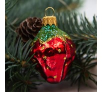Елочная игрушка КОЛОМЕЕВ Клубничка, высота 6 см, из стекла в подарочной упаковке УТ-00002979