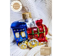 Елочная игрушка КОЛОМЕЕВ Паровоз 6,5 см из стекла в подарочной упаковке УТ-00002986