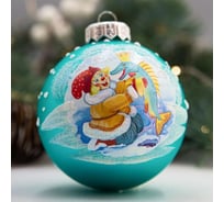 Елочная игрушка-шар КОЛОМЕЕВ Емеля и щука размер 8 см из стекла в подарочной упаковке УТ-00002945
