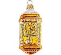 Елочная новогодняя игрушка КОЛОМЕЕВ Часы-тумба, высота 9 см, из стекла в подарочной упаковке УТ-00002962