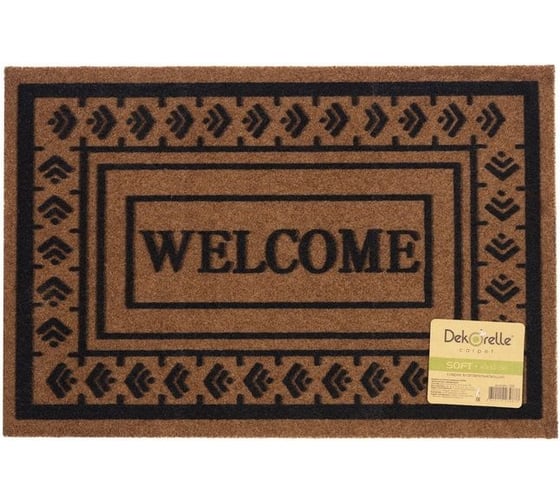 Коврик влаговпитывающий Dekorelle SOFT 008 Welcome, коричневый, размер 45x75 см 1 шт 111018 1