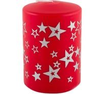 Свеча Волшебная страна Deco Christmas 56х80, Звезды серебро на красном 103295