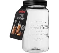 Банка Phibo квадратная с эмбоссингом love kitchen 1,4л (черный) 440200113