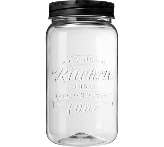 Банка Phibo квадратная с эмбоссингом love kitchen 1,4л (черный) 440200113
