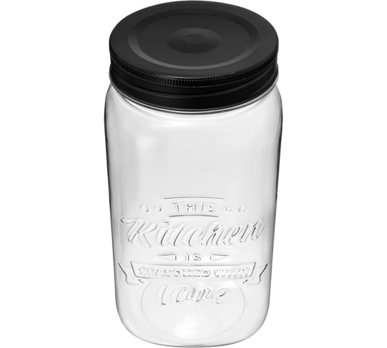 Банка Phibo квадратная с эмбоссингом love kitchen 1,4л (черный) 440200113