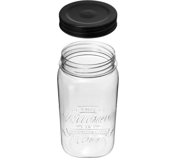 Банка Phibo квадратная с эмбоссингом love kitchen 1,4л (черный) 440200113