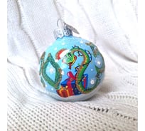 Елочная игрушка-шар КОЛОМЕЕВ Змея с гирляндой Символ года 2025 размер 6,5 см из стекла в подарочной упаковке УТ-00002905