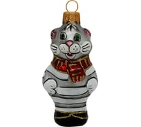 Елочная игрушка КОЛОМЕЕВ Улыбчивый кот, высота 9 см, из стекла в подарочной упаковке УТ-00002973