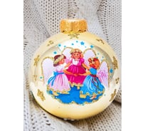 Елочный шар КОЛОМЕЕВ Белокрылые ангелочки, диаметр 8 см, из стекла в подарочной упаковке УТ-00002928