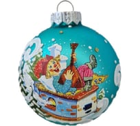 Елочная игрушка-шар КОЛОМЕЕВ Емеля на печи размер 8 см из стекла в подарочной упаковке УТ-00002946