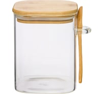 Набор из 3-х контейнеров Handy Home с бамбуковой крышкой и ложкой, 800-1000-1200 мл, прозрачный SET3(Cang-01-02-03)