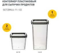 Набор из 3-х контейнеров Handy Home с крышкой "два замка", Д90 Ш90, 700-1300 мл, прозрачный SET3(Muj-11-12)