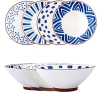 Набор тарелок Homium Japanese Collection, Очарование, глубокие, 4 шт., D20 см, цвет белый/синий 371594-31-34