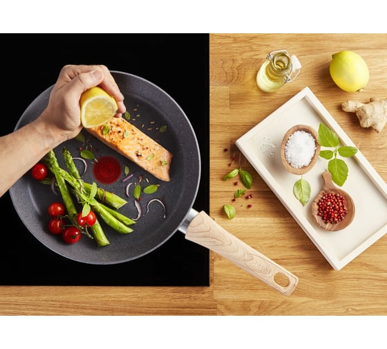 Сковорода TEFAL Natural Force G2660472 круглая 24 см покрытие Mineralia + non-stick несъемная ручка без крышки 1933742