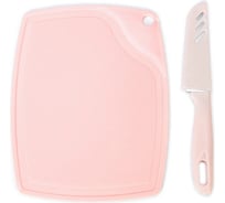 Набор Leomax доска разделочная, нож в чехле подарок цвет розовый 203342-02