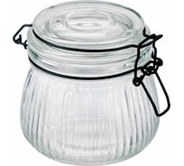 Банка Mallony из рельефного стекла, LA SCALA, объем 500 мл, с бугельным цветным замком 108317