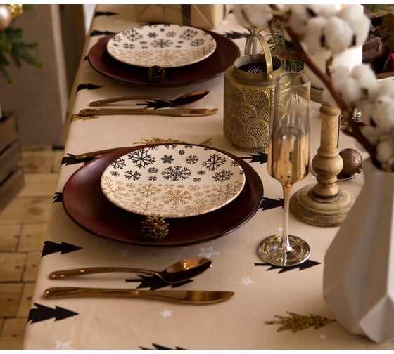 Скатерть Доляна Christmas mood 146x110+/- 3 см, 100% хлопок, рогожка 164 г/кв.м 4980243