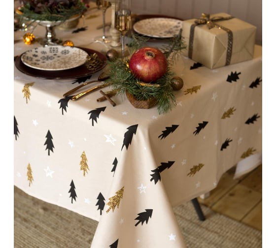 Скатерть Доляна Christmas mood 146x110+/- 3 см, 100% хлопок, рогожка 164 г/кв.м 4980243
