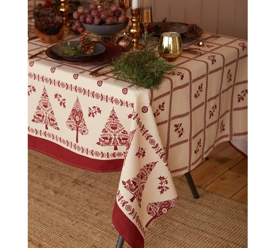 Скатерть Доляна Merry Christmas 146x180+/- 3 см, 100% хлопок, рогожка 164 г/кв.м 4980259