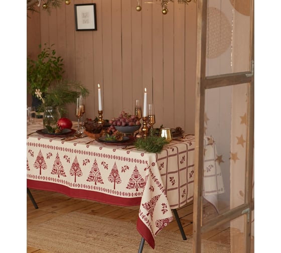 Скатерть Доляна Merry Christmas 146x180+/- 3 см, 100% хлопок, рогожка 164 г/кв.м 4980259