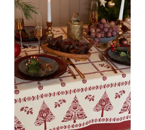 Скатерть Доляна Merry Christmas 146x180+/- 3 см, 100% хлопок, рогожка 164 г/кв.м 4980259