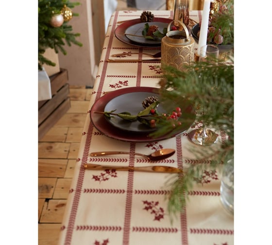 Скатерть Доляна Merry Christmas 146x180+/- 3 см, 100% хлопок, рогожка 164 г/кв.м 4980259