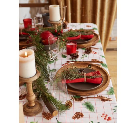 Скатерть Доляна New Year 146x180 см, 100% хлопок, рогожка 164 г/кв.м 4980254
